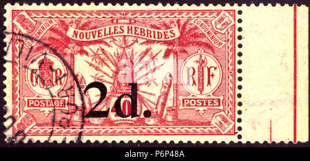 1920 stamp des Nouvelles-Hébrides. Banque D'Images