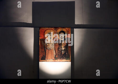 Le sixième siècle icône égyptienne de Jésus avec Saint Menas communément connu sous le nom de l'icône de Jésus et de son ami. Banque D'Images