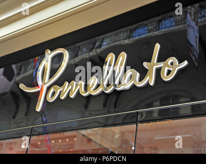 Moscou, Russie - le 23 juin : Logo du magasin Pomellato à Moscou le 23 juin 2018. Piaget est joaillier italien. Banque D'Images