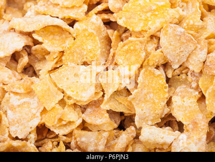 Céréales muesli bio flocons de maïs texture macro Banque D'Images