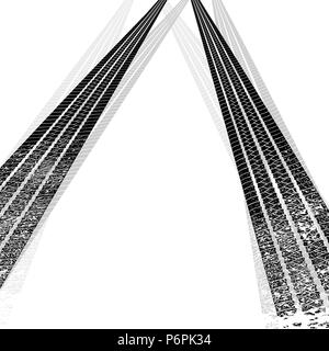 Route avec des traces de pneus.noir et blanc.Masque de découpe. Illustration de Vecteur