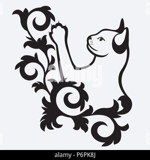 No de cat. Noir et blanc. Isolé Illustration de Vecteur
