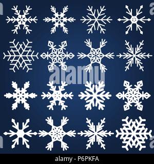 Illustration vecteur flocon de neige isolées - jeu de symboles. Éléments de conception de Noël. Illustration de Vecteur