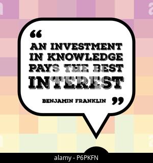 Citation De Motivation D Inspiration Un Investissement Dans Le Savoir Paie L Interet Simple Design Tendance Image Vectorielle Stock Alamy