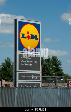 Lidl signe à stocker en construction Banque D'Images