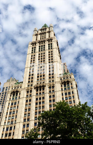 New York / USA - 20 juin 2018 : le Woolworth Building dans le quartier financier de Manhattan à New York City Banque D'Images