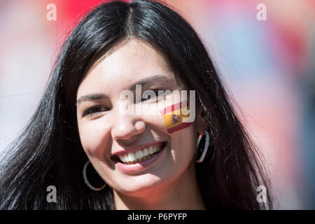 Moscou, Russie. 1er juillet 2018. Espagnol femelle Ventilateur, Portraits, Portrait, Close Up, Espagne (ESP) - Russie (RUS) 3 : 4 iE, ronde de 16, 51, Jeu sur 01.07.2018 à Moscou ; Coupe du Monde de Football 2018 en Russie à partir de la 14.06. - 15.07.2018. Utilisation dans le monde entier | Credit : dpa/Alamy Live News Banque D'Images
