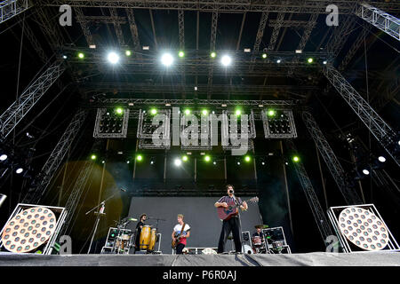 Panensky Týn, République tchèque. 29 Juin, 2018. La Voie Lactée Chance band's concert lors de la deuxième journée de festival d'Aérodrome à Panensky Týn, République tchèque, le vendredi 29 juin, 2018. Credit : Ondrej Hajek/CTK Photo/Alamy Live News Banque D'Images