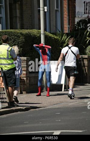 Bishops Stortford, Royaume-Uni. 2e juillet 2018. Lieux de tournage du nouveau film Spider-man : loin de chez eux, sur l'emplacement de Bishops Stortford Crédit : Knelstrom Ltd/Alamy Live News Banque D'Images