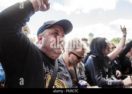 Danemark, copenhague - le 23 juin 2018. Heavy metal fans enthousiastes ont un grand moment au cours de l'hard rock danois et de la musique de Copenhell 2018 à Copenhague. (Photo crédit : Gonzales Photo - Peter Troest). Banque D'Images