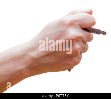 Femme fist avec touches clippé. En utilisant des trucs improvisés (porte clés) pour la protection. Le coup de poing tel va causer plus de dommages. La légitime défense conc Banque D'Images