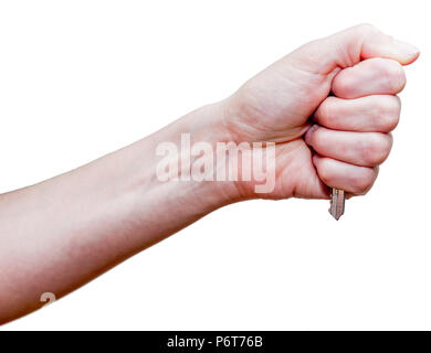 Femme fist avec touches clippé. En utilisant des trucs improvisés (porte clés) pour la protection. Le coup de poing tel va causer plus de dommages. La légitime défense conc Banque D'Images