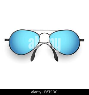 Lunettes bleu isolé sur fond blanc. À la mode et élégant aviator lunettes. Vector illustration. EPS 10 Illustration de Vecteur