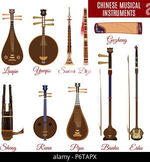 Vector set d'instruments de musique chinois Illustration de Vecteur