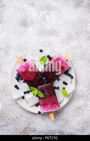 Les popsicles maison douce avec blueberry Banque D'Images