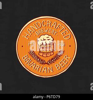 Vintage beer label badge. Logo de l'alcool fort avec l'élément calligraphique. Cadre pour bannière de l'affiche. Produit Premium autocollant emblème gravé à la main lettrage pour t-shirt. Illustration de Vecteur