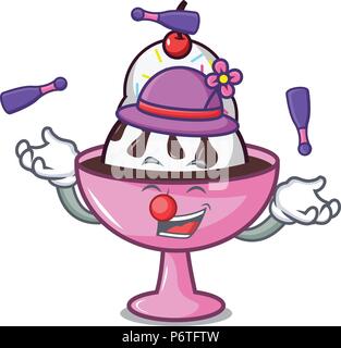 Juggling sundae mascot cartoon Illustration de Vecteur