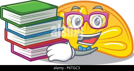 Étudiant avec orange livre jelly candy mascot cartoon Illustration de Vecteur