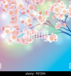Illustration avec la direction générale de la nature fleurs de Sakura rose des fleurs. Le modèle de vecteur gradient background dynamique Illustration de Vecteur