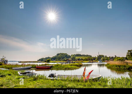 Le coucher du soleil, le lac, Baabe Sellin, RÃ¼gen Island, Mecklembourg-Poméranie-Occidentale, Allemagne Banque D'Images