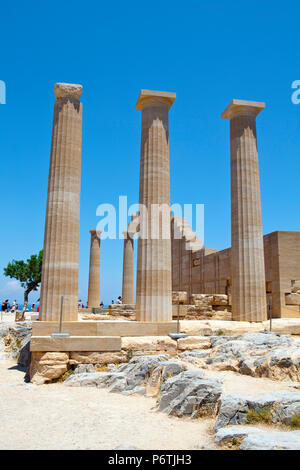 L'Acropole de Lindos, Lindos, Rhodes, Grèce Banque D'Images