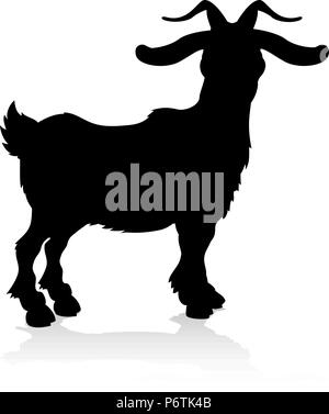 Silhouette d'animaux de ferme de chèvre Illustration de Vecteur