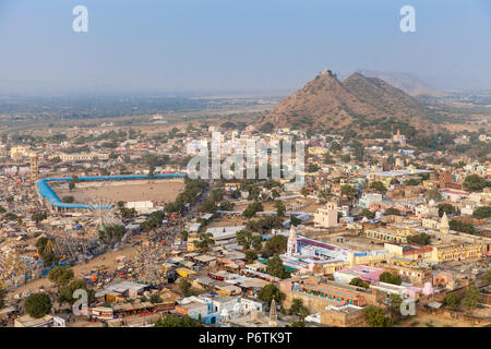 L'Inde, Rajasthan., Pushkar, vue aérienne de Pushkar Camel Fair Banque D'Images