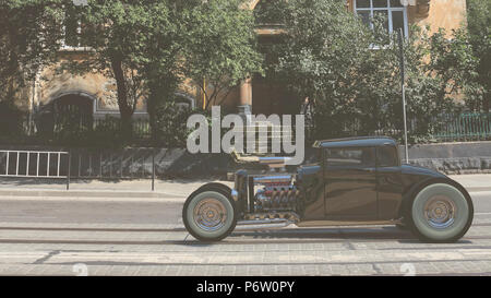 Hotrod. 3D render Banque D'Images