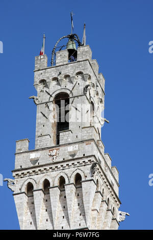 La Torre del Mangia et le Palazzo Pubblico, dans le Campo, Sienne, Toscane, Italie Banque D'Images