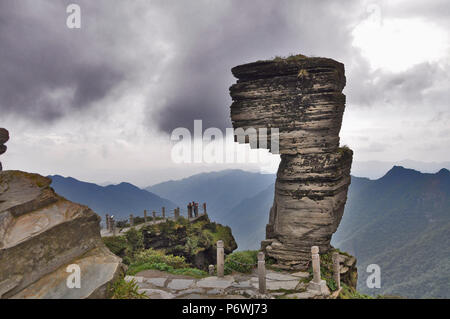 Tongren, Tongren, Chine. 3 juillet, 2018. Tongren, CHINE-Fanjing Mountain, situé à Tongren, dans la province du Guizhou en Chine du sud-ouest, a été ajouté à la liste du patrimoine naturel à la 42e session du Comité du patrimoine mondial à Manama, Bahreïn.Fanjing Mountain est à la maison à une variété d'animaux sauvages. En ce moment, 31 plantes menacées et 19 espèces animales menacées vivent dans cette zone protégée. La Chine a maintenant 53 sites inscrits sur la liste du patrimoine mondial de l'UNESCO. Crédit : SIPA Asie/ZUMA/Alamy Fil Live News Banque D'Images