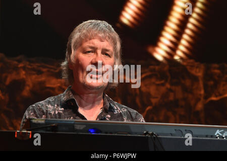 Brno, République tchèque. 07 juillet, 2018. Le claviériste Don Airey exécute pendant un concert de musique britannique band Deep Purple, à Brno, en République tchèque, le 2 juillet 2018. Photo : CTK Vaclav Salek/Photo/Alamy Live News Banque D'Images