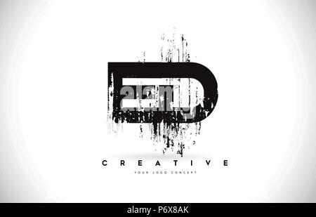 ED E D Grunge Brush Lettre Logo Design en noir Couleurs. Lettres Pinceau créatif Vector Illustration. Illustration de Vecteur