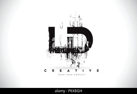 LD L D Grunge Brush Lettre Logo Design en noir Couleurs. Lettres Pinceau créatif Vector Illustration. Illustration de Vecteur