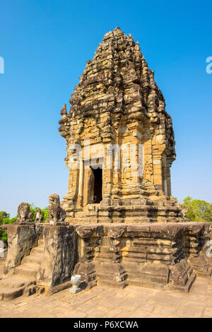 Ruines du temple Prasat Bakong, Roluos, Site du patrimoine mondial de l'UNESCO, la Province de Siem Reap, Cambodge Banque D'Images
