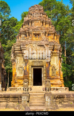 Ruines du temple Prasat Preah Ko, Roluos, Site du patrimoine mondial de l'UNESCO, la Province de Siem Reap, Cambodge Banque D'Images