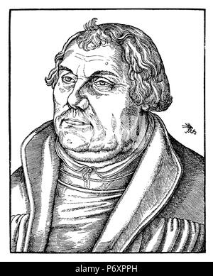 Luther, Martin (1483-1546), réformateur allemand. Après une gravure sur bois à partir de 1551, 1895 Banque D'Images