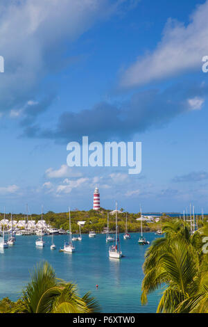 Abaco Islands, Bahamas, Elbow Cay, l'espoir, ville phare Reef Coude - Le dernier phare habité de combustion du kérosène dans le monde - construit par l'Empire britannique Le Service phare pendant les années 1860 Banque D'Images