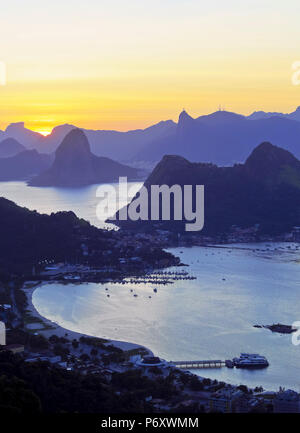 Brésil, État de Rio de Janeiro, Rio de Janeiro vue du Parque da Cidade à Niteroi. Banque D'Images