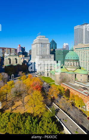 Canada, Québec, Montréal. Le centre-ville de Montréal, Place du Canada et Square Dorchester, Cathédrale de Marie, Reine du monde ou Cathédrale Marie-Reine-du-Monde Banque D'Images