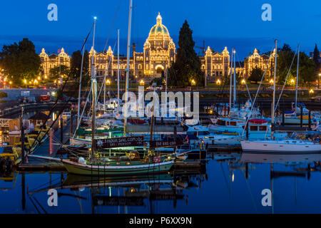 Vue nocturne de la Colombie-Britannique, Victoria, Colombie-Britannique, Canada Banque D'Images