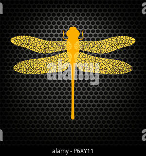 Stilized couleur libellule. Conception de logo d'insectes. Aeschna Viridis Banque D'Images