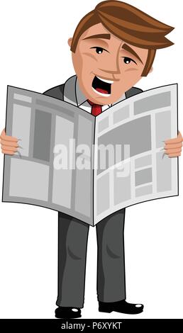 Inquiets Businessman reading newspaper Illustration de Vecteur