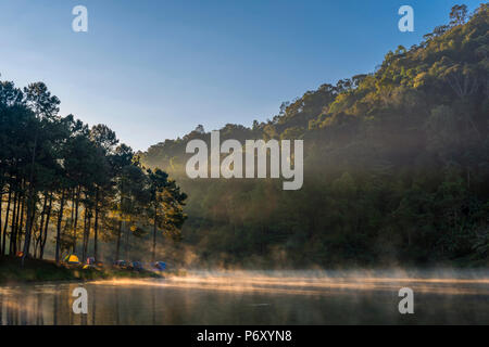 Lumière du matin à Pang Pang Ung Ung lac, province de Mae Hong Son, au nord de la Thaïlande Banque D'Images