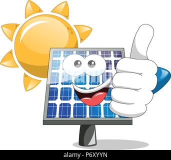 Soleil et panneau solaire thumb up isolated Illustration de Vecteur