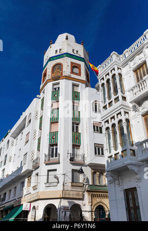 L'architecture coloniale espagnole, Tétouan, Maroc Banque D'Images