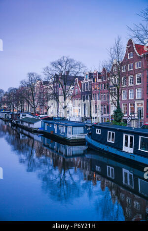 Pays-bas, Amsterdam, Prinsengracht bâtiments, aube Banque D'Images