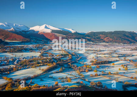 Royaume-uni, Angleterre, Cumbria, Lake District, Keswick, frosty vallée au nord de Keswick Banque D'Images