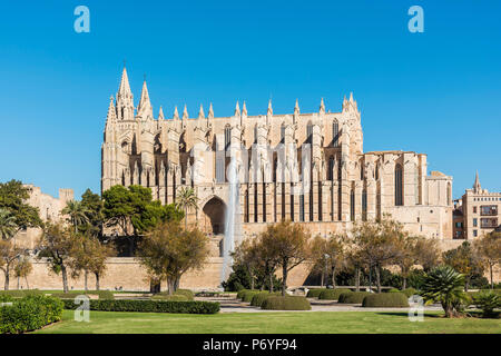 La Cathédrale de Santa Maria de Palma ou Catedral de Santa Maria de Palma de Majorque, Palma, Majorque, Îles Baléares, Espagne Banque D'Images