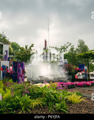 Le Jardin d'eau, Wuhan au Chelsea Flower Show 2018, Londres, Royaume-Uni. Banque D'Images