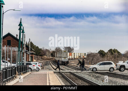 Flagstaff AZ Niveau après un train de conteneurs est passé par Banque D'Images